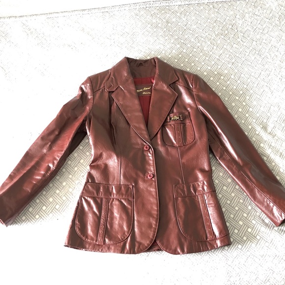 Etienne Aigner vintage oxblood leather blazer - Picture 10 of 12